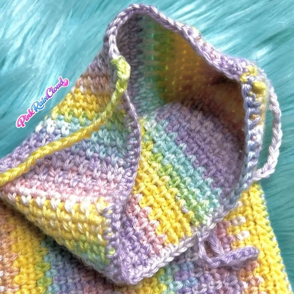Handmade Pastel Book Pouch Sleeve Soft Texture Crochet PinkRainCloud
